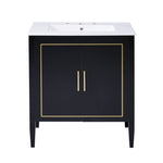 ZUN 30 Inch Bathroom Vanity with Ceramic Basin, Soft Close Door, Built-in Hidden Drawer WF530477AAB