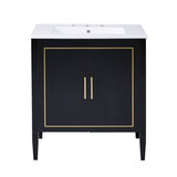 ZUN 30 Inch Bathroom Vanity with Ceramic Basin, Soft Close Door, Built-in Hidden Drawer WF530477AAB