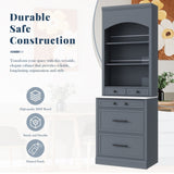 TOPMAX Modern 83.7inch High Kitchen Pantry, Freestanding Tall Kitchen N717P221575E