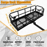 Trailer Hitch Cargo Carrier Rack 500 Lbs, Heavy Duty Steel Hitch Cargo Rack, 60" X 24" X 14" Folding 88236123