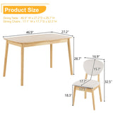 Disassembly rubber wood soft package wood color dining table and chair set 1 table 4 chair beige 26149920