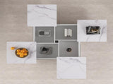 Square Marble Veneer Coffee Table Sliding Top with Storage in White 39.4'' N735P388120K