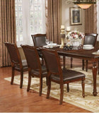 ZUN Luxurious Traditional Dining Chairs Brown Cherry Solid wood Espresso Leatherette Seat Set of 2pc B011115504