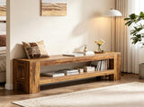 Farmhouse 59 Inch Entryway Bench, Indoor Shoe Storage Console and End of Bed Table 34125090