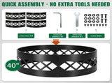 40in Fire Ring, Diamond Lattice Pattern, Round, Iron 48587581