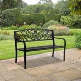 ZUN 50" Iron Outdoor Courtyard Decoration Park Leisure Bench 63727074