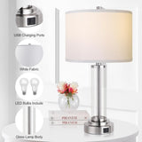 ZUN Touch Control Table Lamps Set of 2 with USB Ports, 3-Way Dimmable Bedside Lamp for Living Room T3146P272427