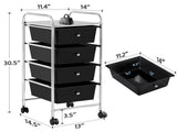 Rolling Trolley Storage Cart Bin with 4 Plastic Drawers on Wheels, Black 47693266