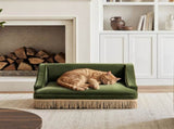 Duchess 33" Medium Princess Pet Bed Sofa with Fringe Skirt, Olive Green Performance Velvet B2719P479031