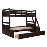 ZUN Twin over Full Bunk Bed with Storage - Espresso 18115041