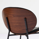 Mid-Century Modern Shell Chair Single Side Chair Tripod Black Leather Lounge Chair in Walnut Finish W1143P214250