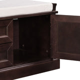 ZUN TREXM Storage Bench with 2 Drawers and 2 Cabinets, Shoe Bench with Removable Cushion for Living WF288172AAP