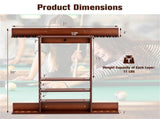 Brown Pine Wood Wall-Mounted Billiards Cue Rack, Holds 8 Cues & 16 Balls with 5 Storage Compartments 14806939