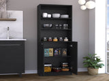 2-Door Bookcase with Upper Shelves, Black B097P167423