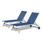 ZUN Chaise Lounge Outdoor Set of 2, Lounge Chairs for Outside with Wheels, Outdoor Lounge Chairs with 5 W1859109846