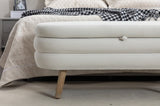 036-Velvet Fabric Storage Bench Bedroom Bench With Wood Legs For Living Room Bedroom Indoor,Ivory W527121987
