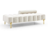 53.2"Width Modern End of Bed Sherpa Fabric Upholstered 2 Seater Sofa Couch Entryway Ottoman W111771020