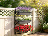 3Tier Deck Railing Planter, SelfWatering Hanging Garden Box with Drainage Tray, Metal Frame 30456601