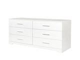 6 Drawer Double Dresser for Bedroom, Wide Storage Cabinet for Living Room Home Entryway, White 71507720