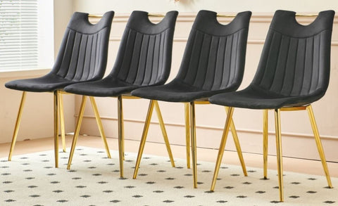 ZUN golden leg and black seat chair,set of 4,dining chair,coffee chair W234P185622