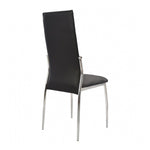 ZUN Set of 2 Padded Black Leatherette Dining Chairs in Chrome Finish B016P156843