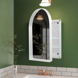 24x36 Inch Arched Recessed Medicine Cabinet, Metal Framed Bathroom Wall Cabinet with Mirror and W1435P202407