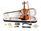 4/4 Solid Wood EQ Violin Case Bow Violin Strings Shoulder Rest Electronic 22611277