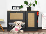 Feeding station with 2 lockers, pet feeding station with 2 elevated dog bowls, side hooks, W1687P246775
