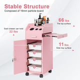 Hair Salon Storage Cart with Wheels & 3 Hair Dryer Holders & 4 Drawers & Lock & 2 Keys, Hairdressing 44313324