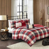 ZUN 6 Piece Printed Herringbone Quilt Set with Throw Pillows Red Full/Queen B03597496