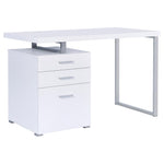 ZUN White 3-drawer Reversible Office Desk B062P145660