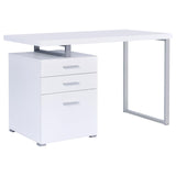 White 3-drawer Reversible Office Desk B062P145660