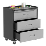 ZUN Heavy-Duty Metal Storage Cabinet with Wheels - 3 Drawer Tool Cabinet for Garage, Office, and Home T2398P222835