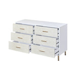 ZUN White and Champagne 6-Drawer Dresser B062P209045