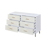 ZUN White and Champagne 6-Drawer Dresser B062P209045