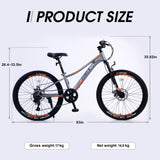 ZUN Mountain Bike for Girls and Boys Mountain 24 inch shimano 7-Speed bike W101963866