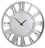 24" Large Wall Clock Decorative, Mirrored Wall Clock for Living Room Decor, Big Silver Modern Wall W1005P251033