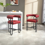 ZUN House Hold Bar Set of 2, Modern Bar Stool with Back, Black Metal Frames, Upholstered Bar W1588P194938