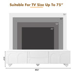 ZUN ON-TREND Cream Style TV Stand with Arched Doors & 2 Drawers for TVs up to 75", Minimalist Media N721P205779K