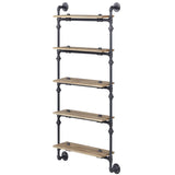 ZUN Oak and Sandy Black Rectangle 5-Tier Wall Shelf B062P184603