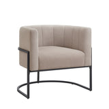 Upholstered Linen Accent Chair with Black Metal Stand,Mid-Century Living Room Leisure Chair with W2186P243108