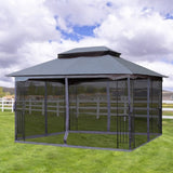 ZUN 13x10 Outdoor Patio Gazebo Canopy Tent With Ventilated Double Roof And Mosquito net 63372887