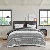 3 Piece Cotton Comforter Set with Chenille Tufting Gray Full/Queen B03596426
