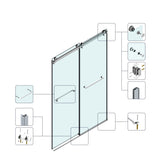 60*66" Frameless Double Sliding Shower Door, Double Shower Door, 3/8 SGCC Tempered Glass, T3177P320583