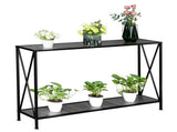 Grey MDF Countertop Black Wrought Iron Base 2 Layers Forked Console Table 22864661