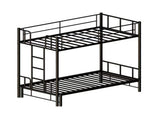 Twin Size Metal Pull-Out Bunk Bed with Guardrail and Built-In Ladder, Space-Saving Convertible Frame W1671P459794