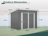 6'x4' Outdoor Metal Storage Shed for Garden Tools Lockable Door With Floor Frame 04885440