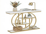 41 Inch Console Table with 3 Tier Open Shelves, Modern Entryway Sofa Table with O-Shaped Metal Frame 92573929