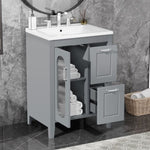 ZUN 24" Bathroom Vanity with Sink, Bathroom Vanity Cabinet with Two Drawers and Door, Adjustable Shelf, 21905360