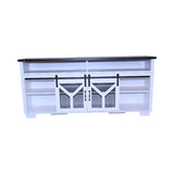 65.3" TV Stand with LED light strips and Iron mesh barn door Y decorative strip white Black walnut W1412P271798